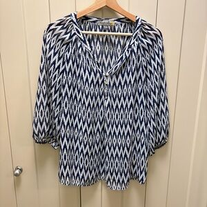 Figueroa & Flower 🌻Navy & White Blouse-Boho-Size M